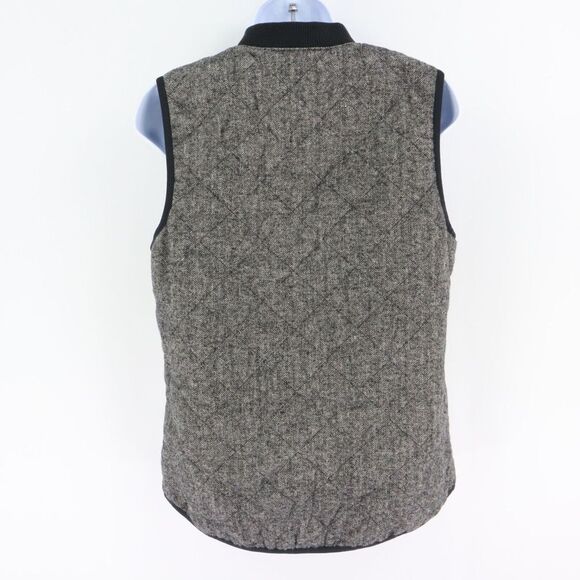 Old Navy Quilted‎ Vest Jacket Full Zip Womens Size S Gray Herringbone Pockets - Picture 2 of 8